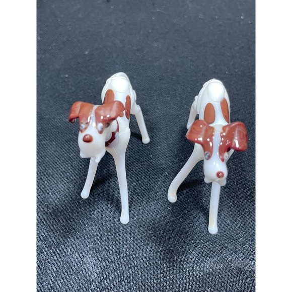 Vintage Miniature Hand Blown Jack Russel Fox terrier Milk Glass Dogs - Picture 7 of 8